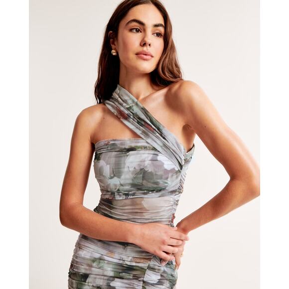 Abercrombie Asymmetrical Off-Shoulder Draped Maxi Dress XS Fall Wedding Guest - Picture 4 of 12